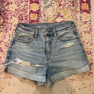 American Eagle Outfitters Blue Distressed Jean Shorts